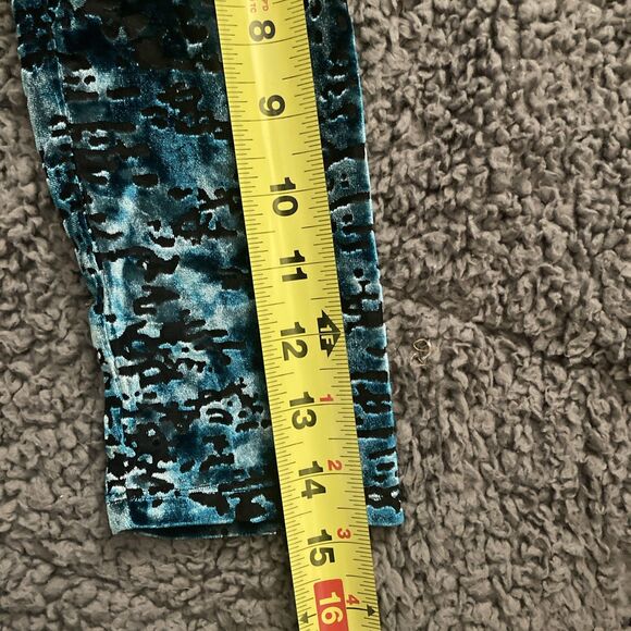 Vintage Decree Y2K Burnout Velvet Blouse Teal Womens SMALL Peplum Goth 90s - Picture 8 of 10